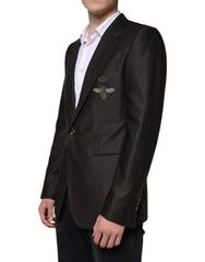 Dolce & Gabbana Blazer Brown Green Bee Wool Jacket Coat - IT48 | M - Sport Jackets