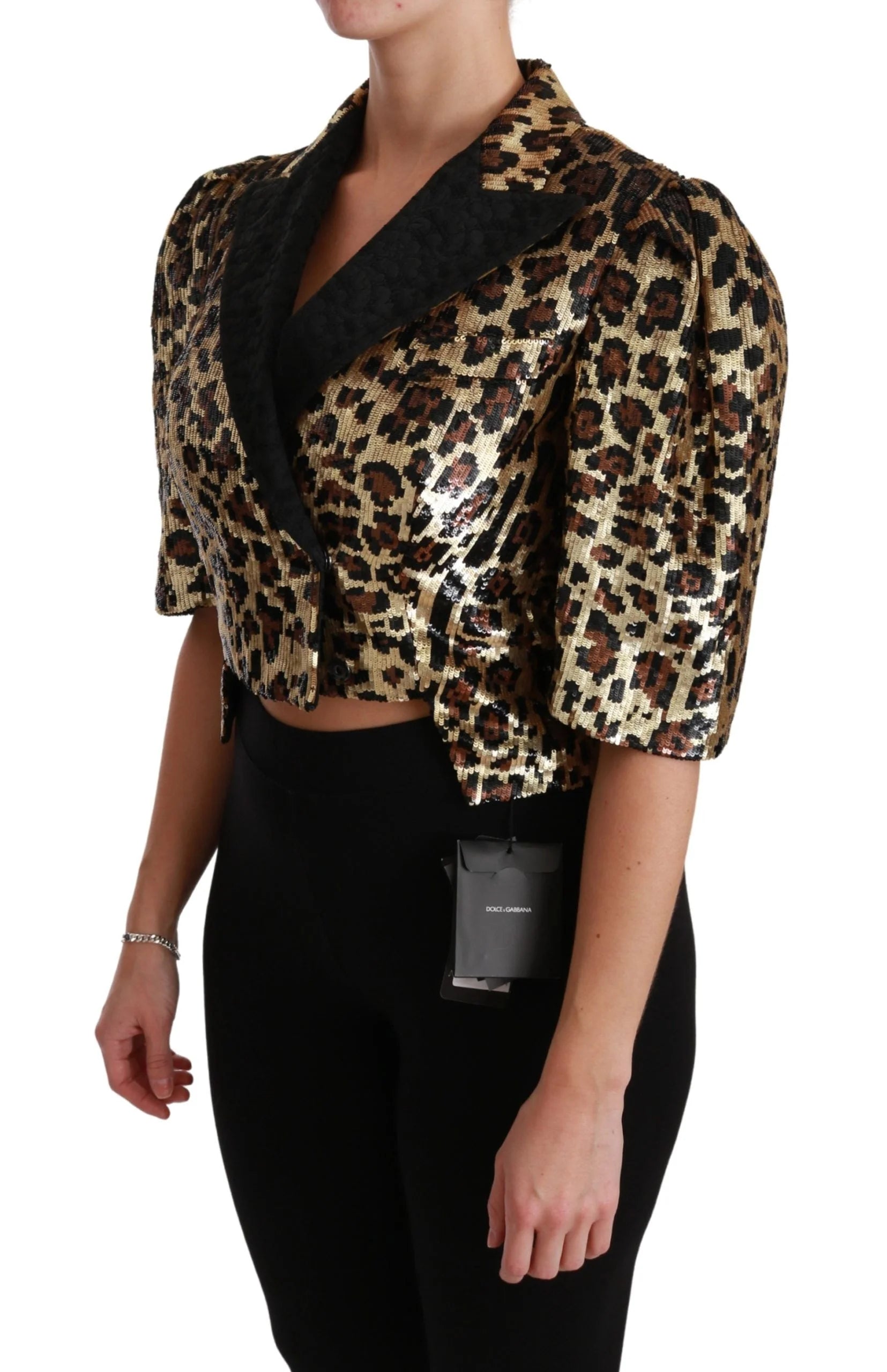 Dolce & Gabbana Blazer Gold Leopard Sequined Jacket - Coats & Jackets
