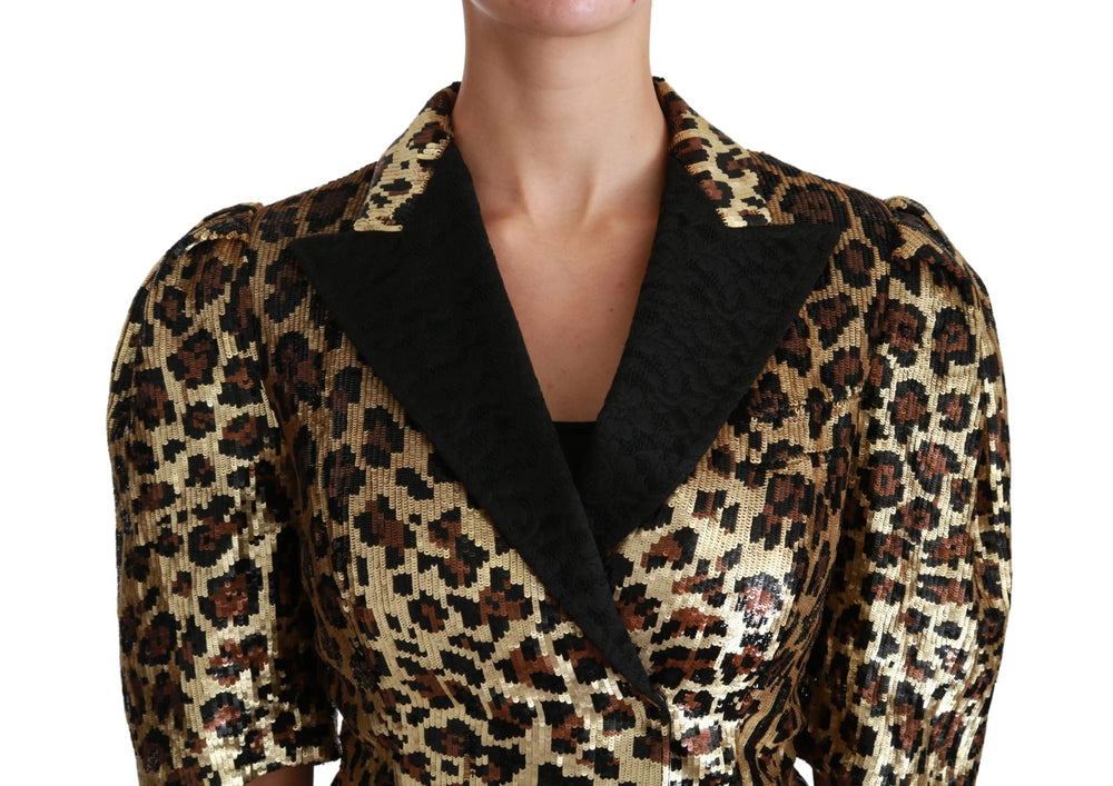 Dolce & Gabbana Blazer Gold Leopard Sequined Jacket - Coats & Jackets