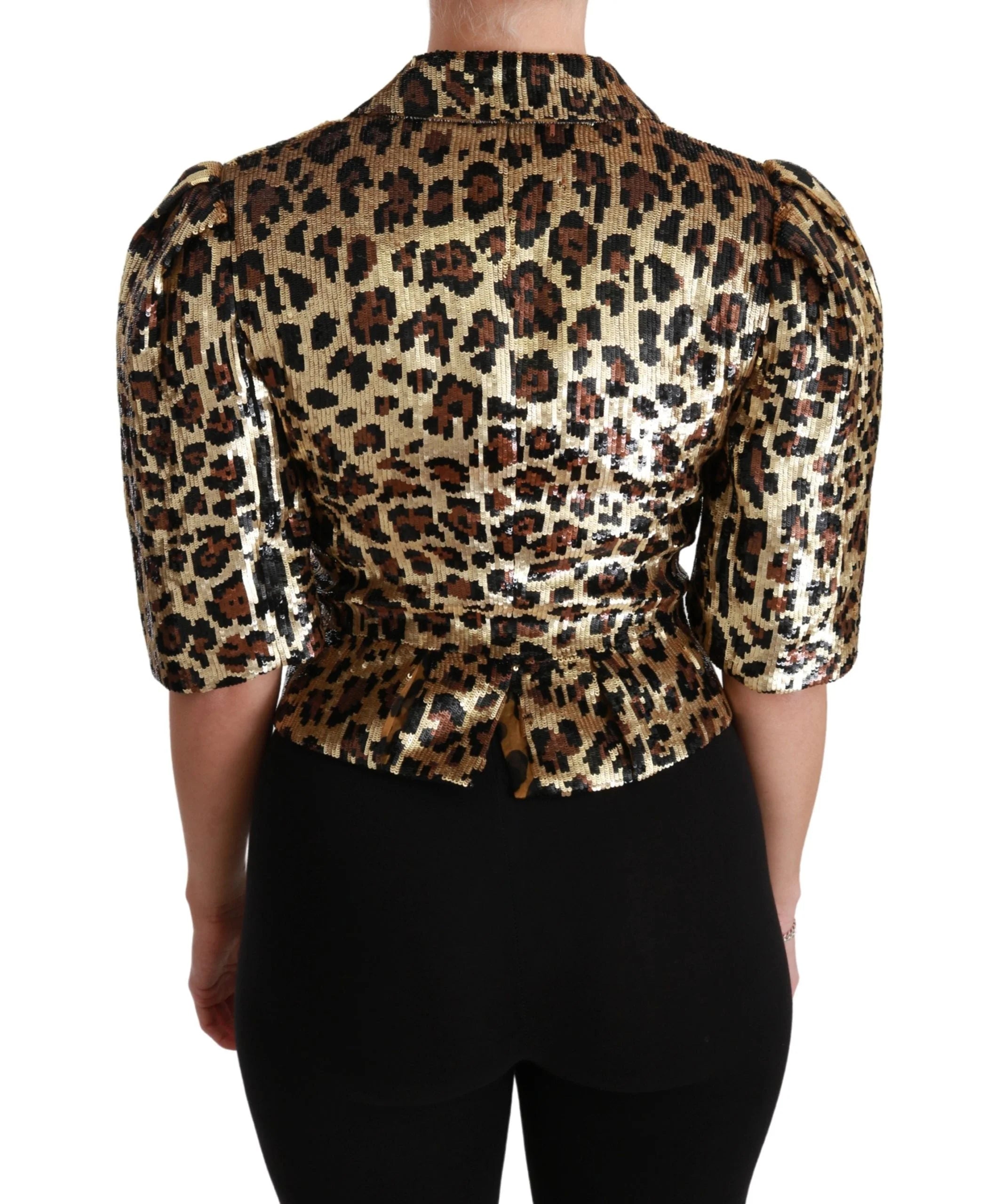 Dolce & Gabbana Blazer Gold Leopard Sequined Jacket - Coats & Jackets