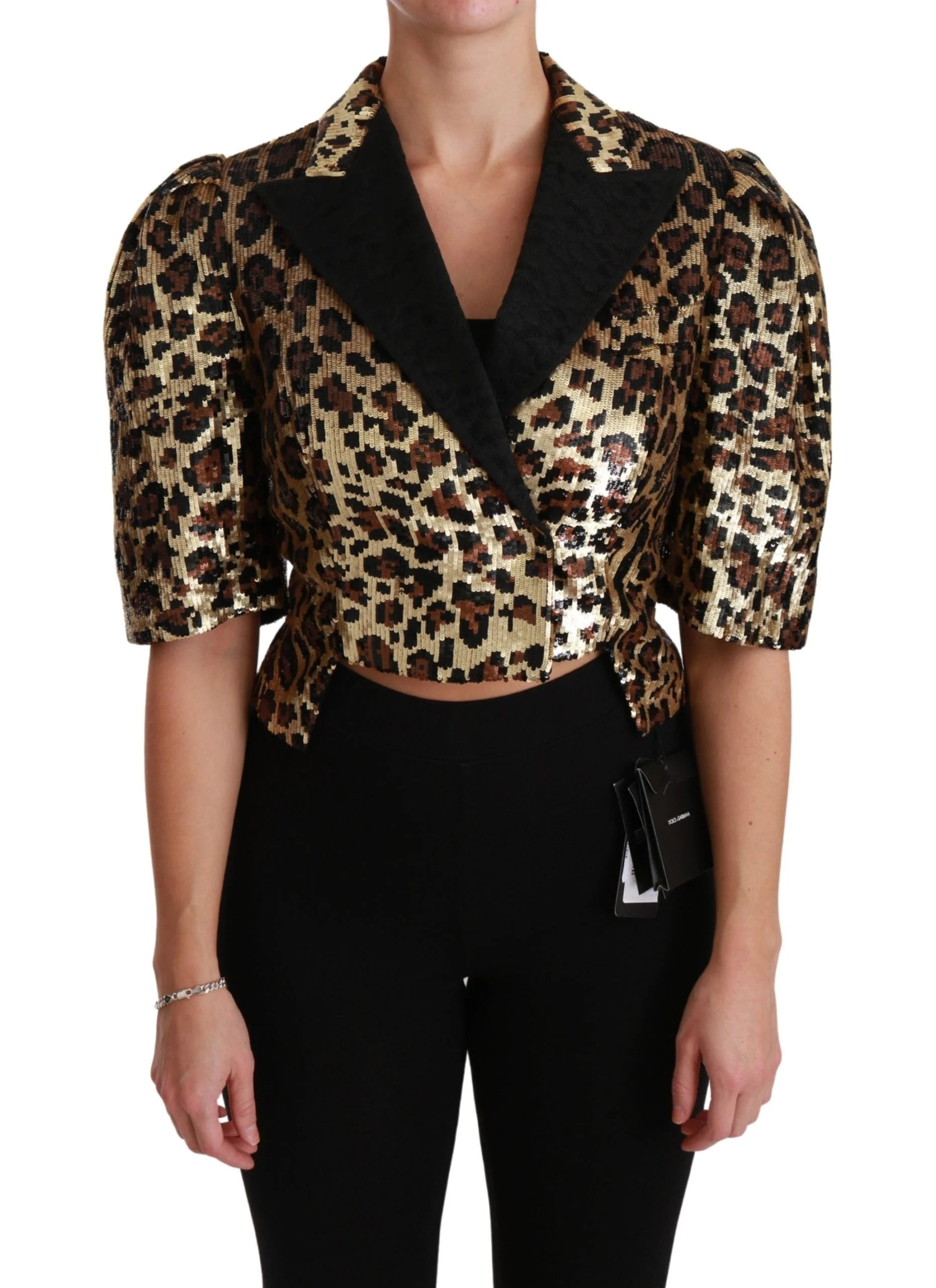 Dolce & Gabbana Blazer Gold Leopard Sequined Jacket - Coats & Jackets