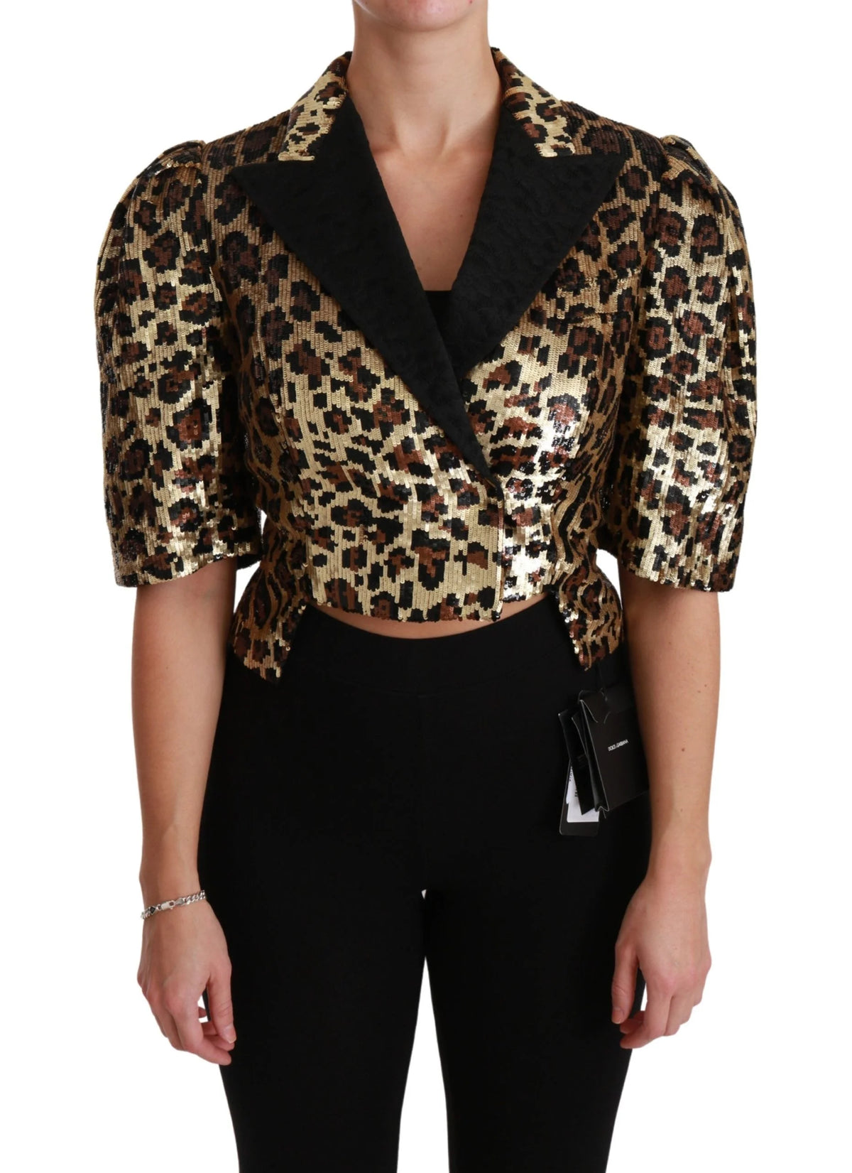Dolce & Gabbana Blazer Gold Leopard Sequined Jacket - Coats & Jackets