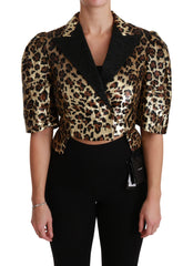 Dolce & Gabbana Blazer Gold Leopard Sequined Jacket - Coats & Jackets