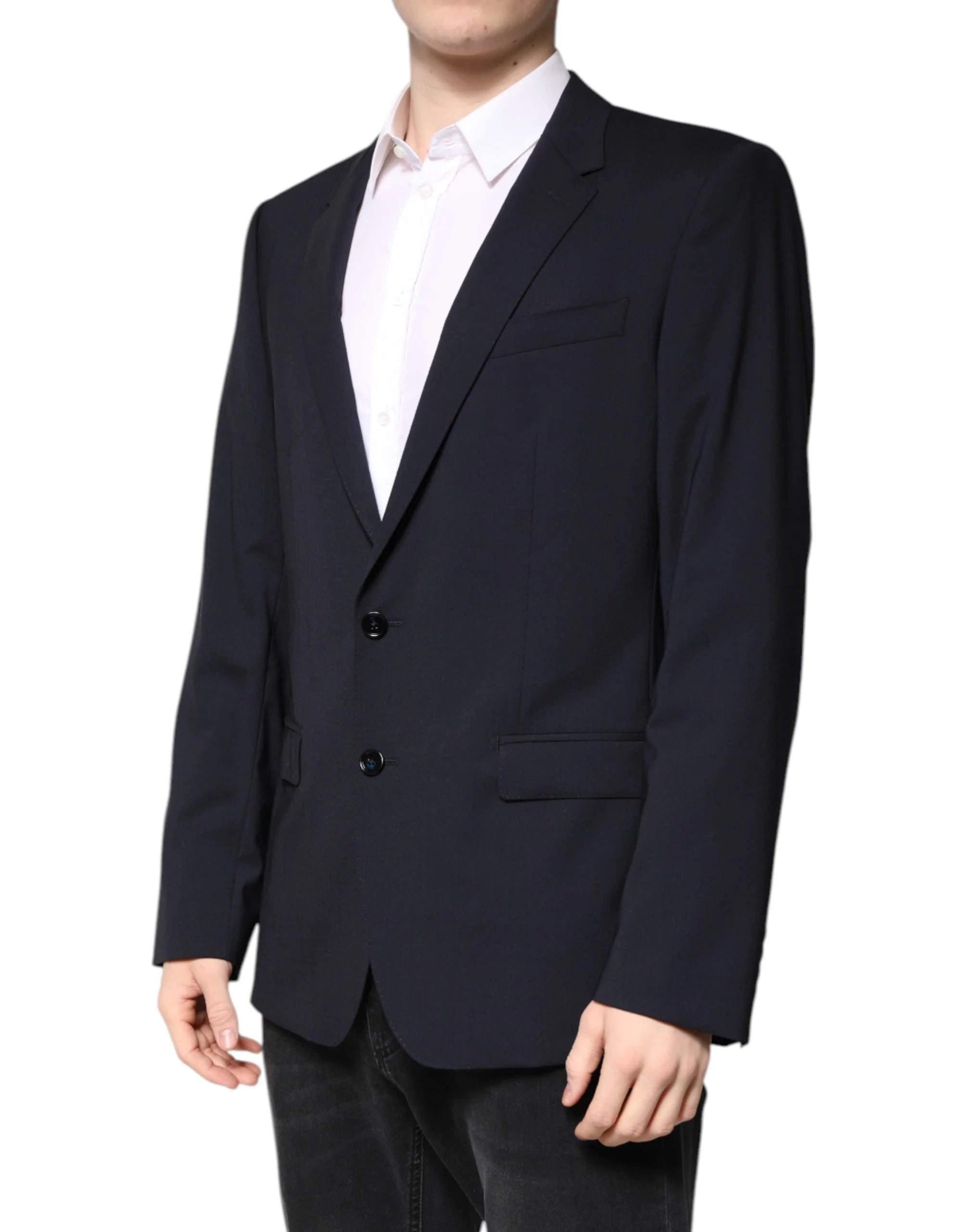 Dolce & Gabbana Blazer MARTINI Dark Blue Wool SingleBreasted Blazer - IT48 | M