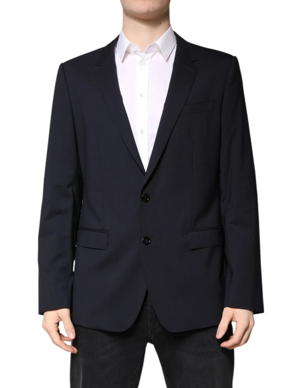 Dolce & Gabbana Blazer MARTINI Dark Blue Wool SingleBreasted Blazer - IT48 | M