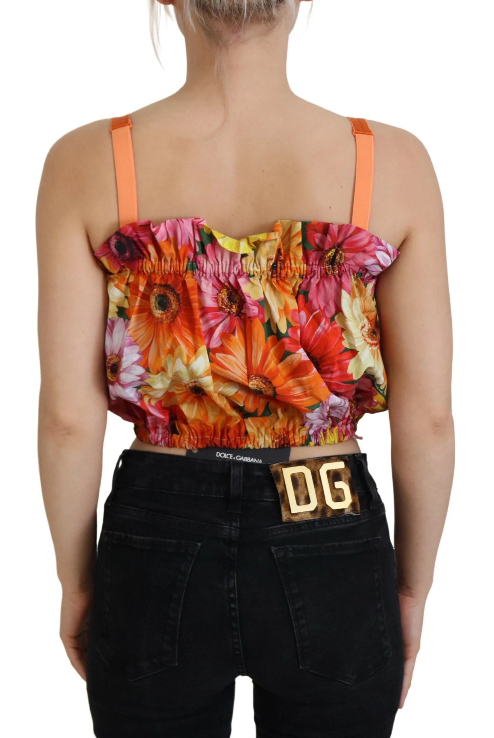 Dolce & Gabbana Blouse Cropped Floral Cotton Tank Top - IT40|S - Tank Tops