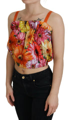 Dolce & Gabbana Blouse Cropped Floral Cotton Tank Top - IT40|S - Tank Tops