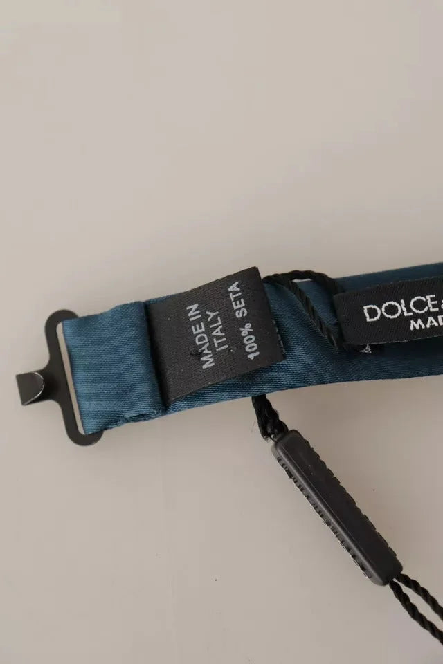Dolce & Gabbana Blue 100% Silk Adjustable Neck Bow Tie Mens - Neckties