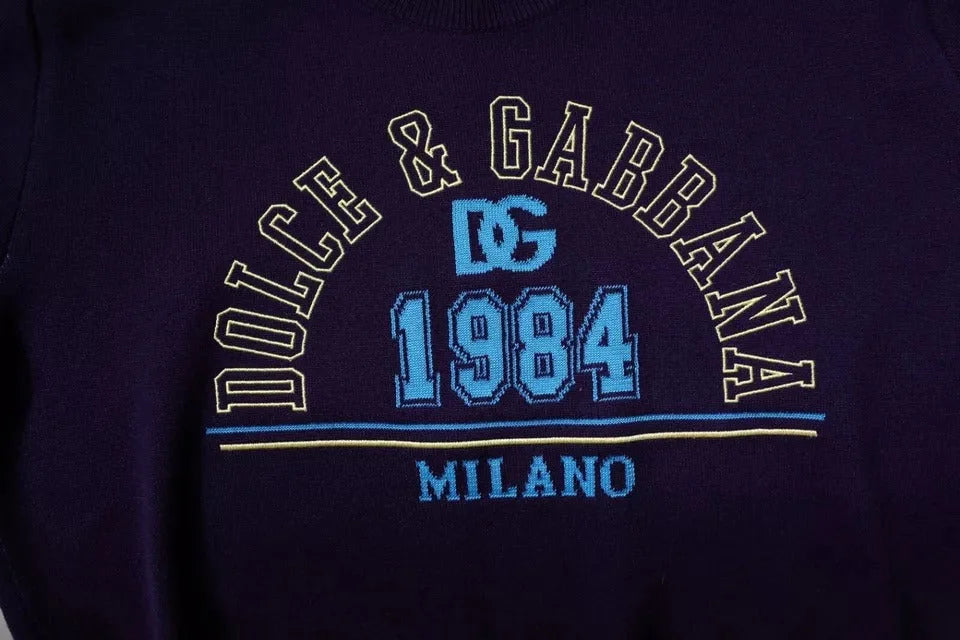Dolce & Gabbana Blue 1984 Milano CrewNeck Sweatshirt Sweater - IT48 | M