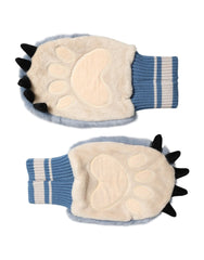Dolce & Gabbana Blue Acrylic Knitted Fur Wrist Mitten Gloves - One Size