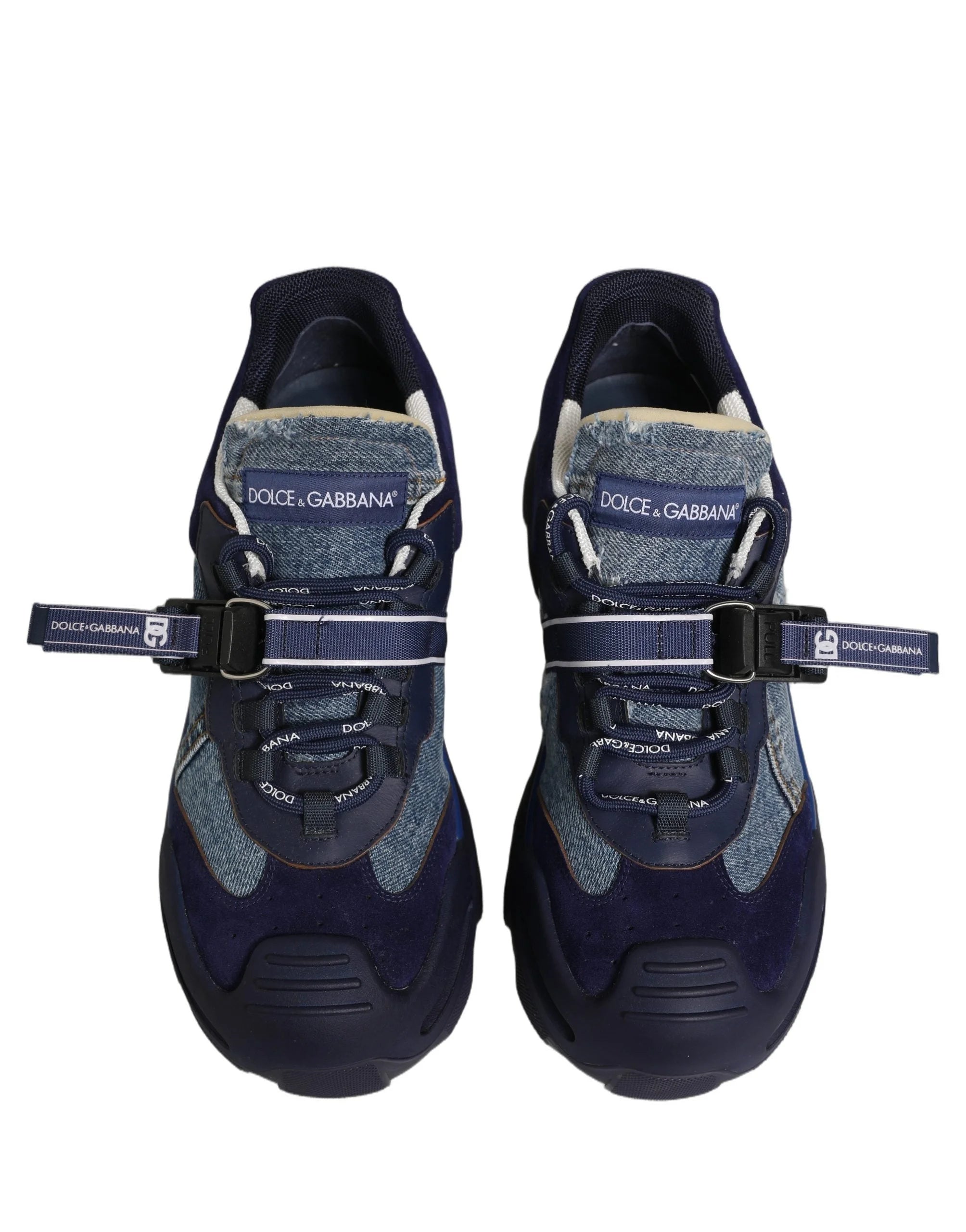 Dolce & Gabbana Blue Airmaster Panelled Low Top Denim Sneakers Shoes - EU44/US11