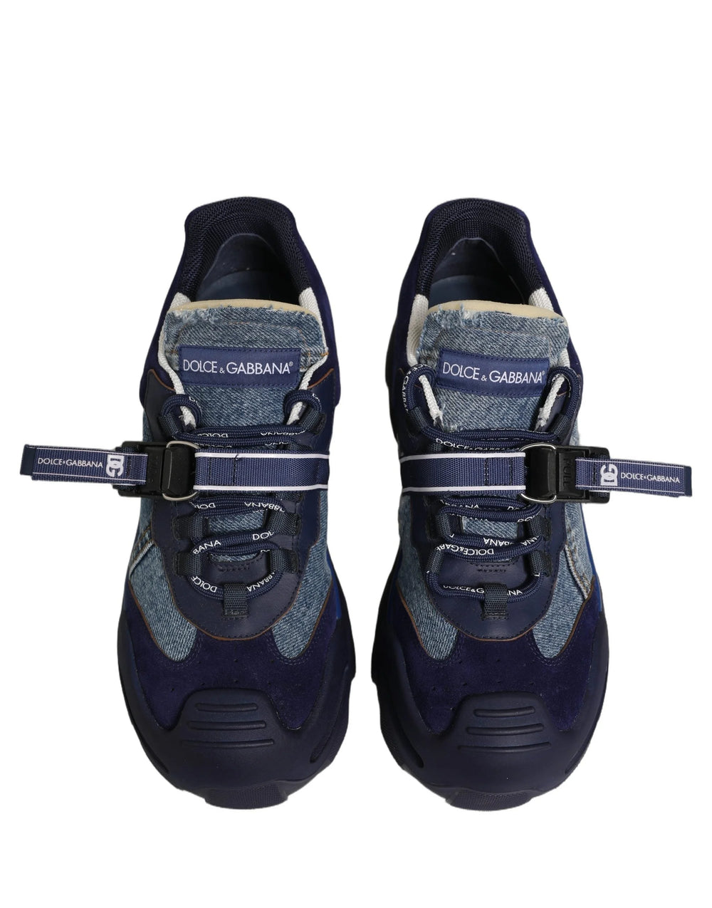 Dolce & Gabbana Blue Airmaster Panelled Low Top Denim Sneakers Shoes - EU44/US11