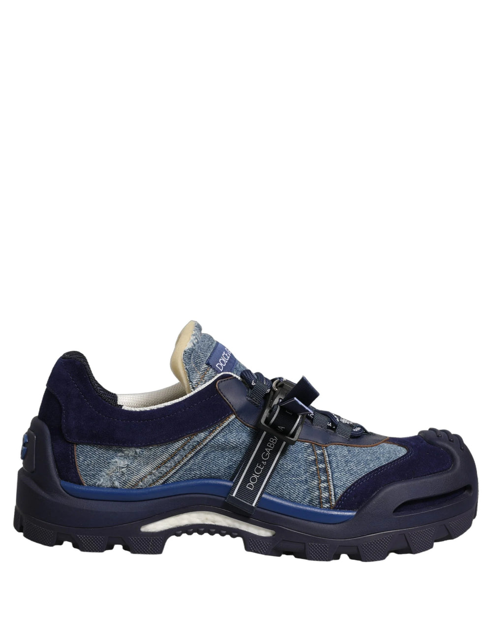 Dolce & Gabbana Blue Airmaster Panelled Low Top Denim Sneakers Shoes - EU44/US11