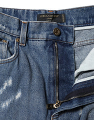 Dolce & Gabbana Blue AMBER Tattered High Waist Denim Jeans - IT40|S