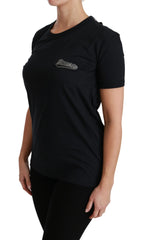 Dolce & Gabbana Blue Amore Patch Crewneck Cotton Top T-shirt - T-Shirts