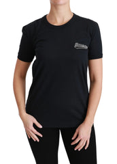 Dolce & Gabbana Blue Amore Patch Crewneck Cotton Top T-shirt - T-Shirts