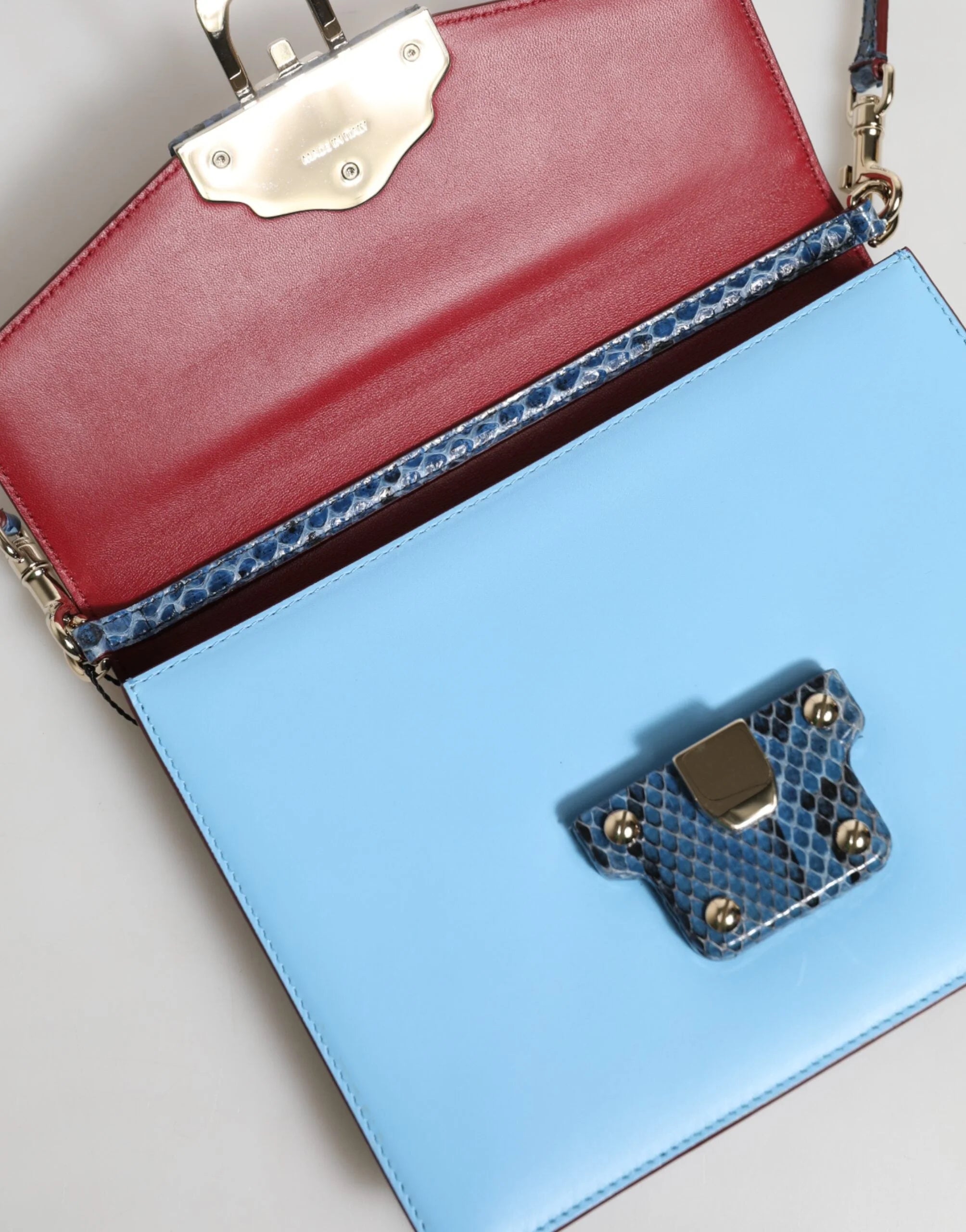 Dolce & Gabbana Blue Beige Exotic Leather LUCIA Crossbody Bag - Cross Body Bags