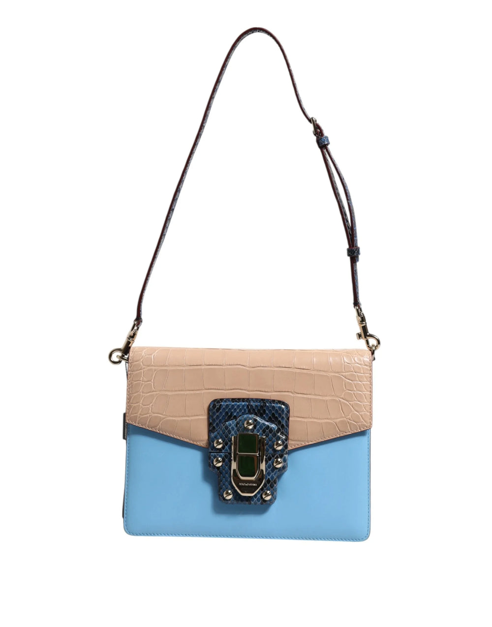 Dolce & Gabbana Blue Beige Exotic Leather LUCIA Crossbody Bag - Cross Body Bags