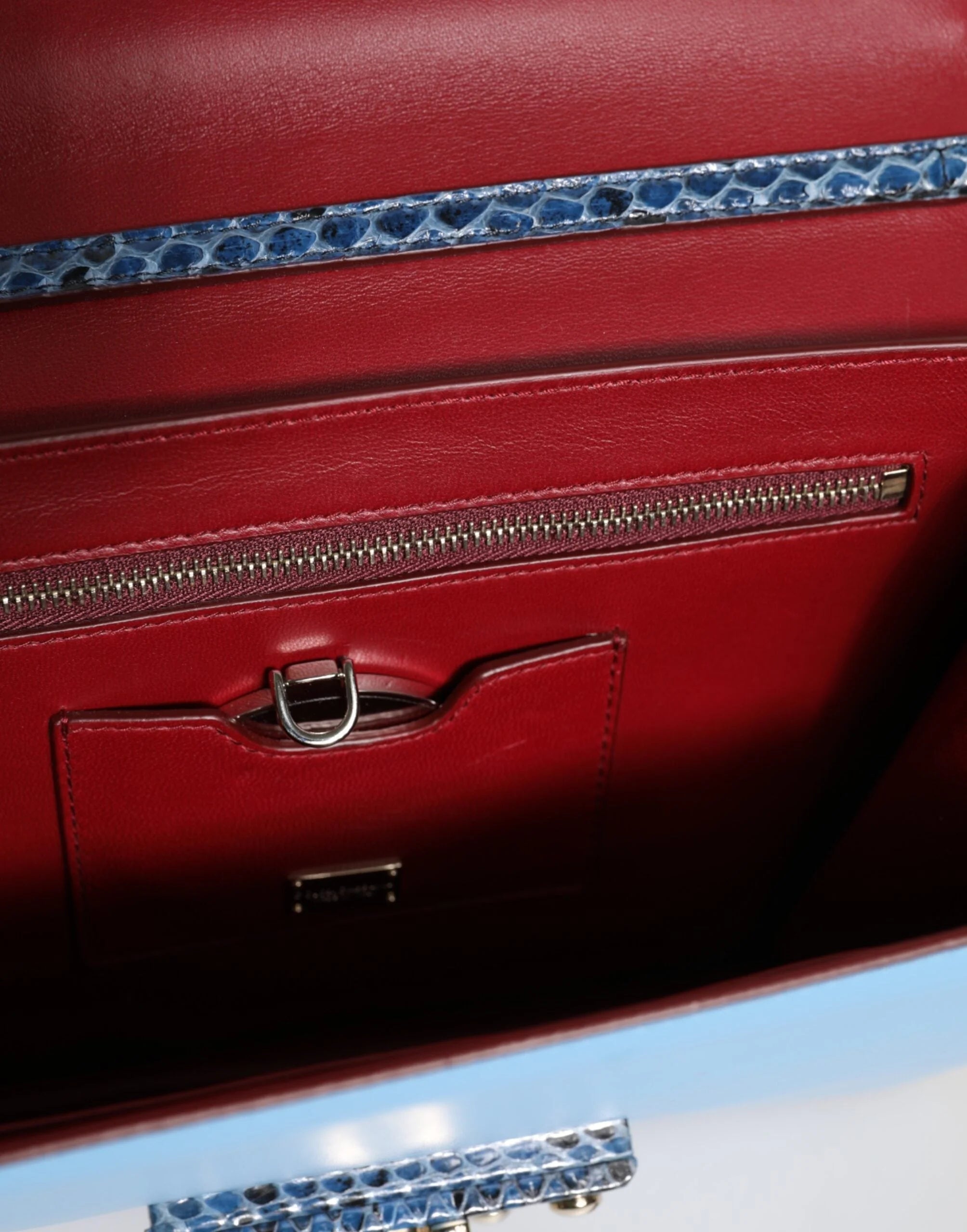 Dolce & Gabbana Blue Beige Exotic Leather LUCIA Crossbody Bag - Cross Body Bags