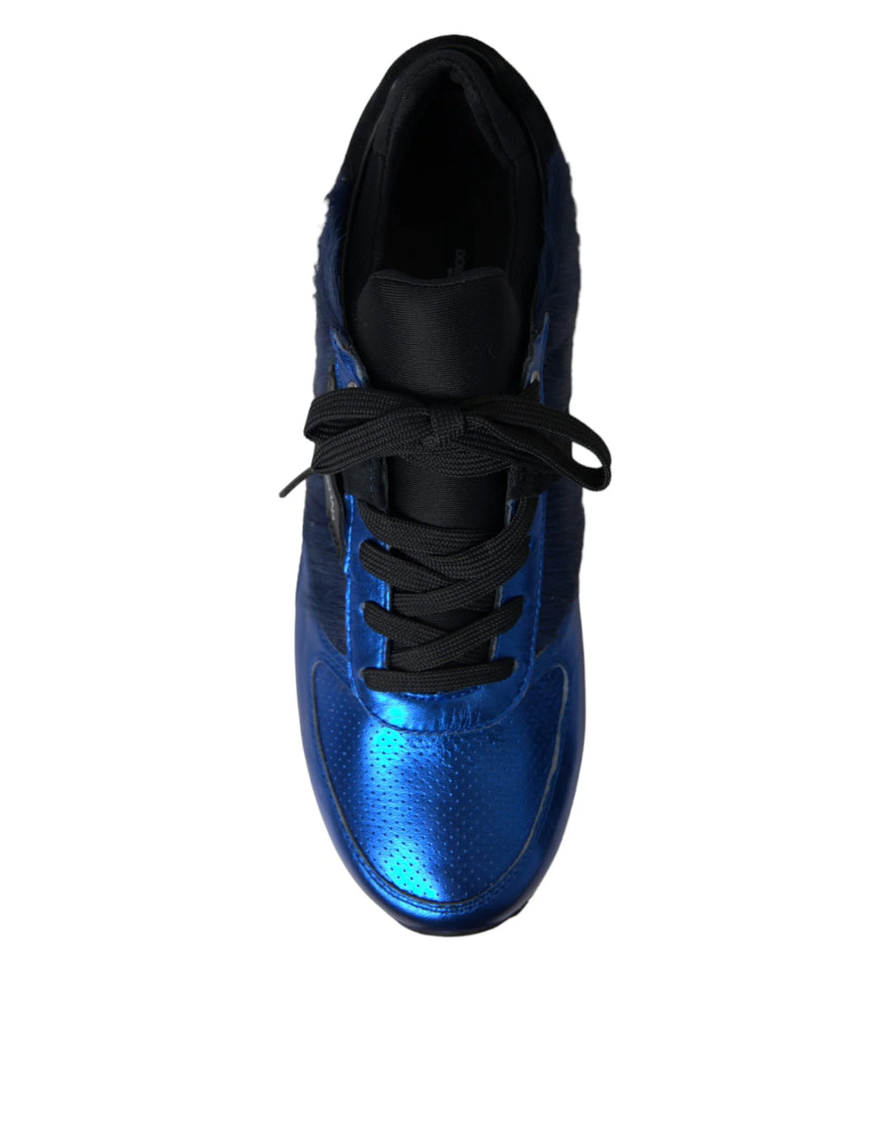 Dolce & Gabbana Blue Black Calf Hair Leather Sneakers Shoes - Sneakers