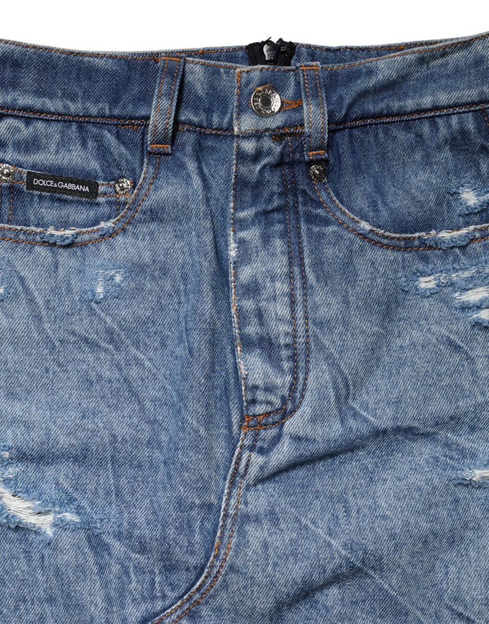 Dolce & Gabbana Blue Black Cotton Denim Sheer Midi Skirt - IT40|S