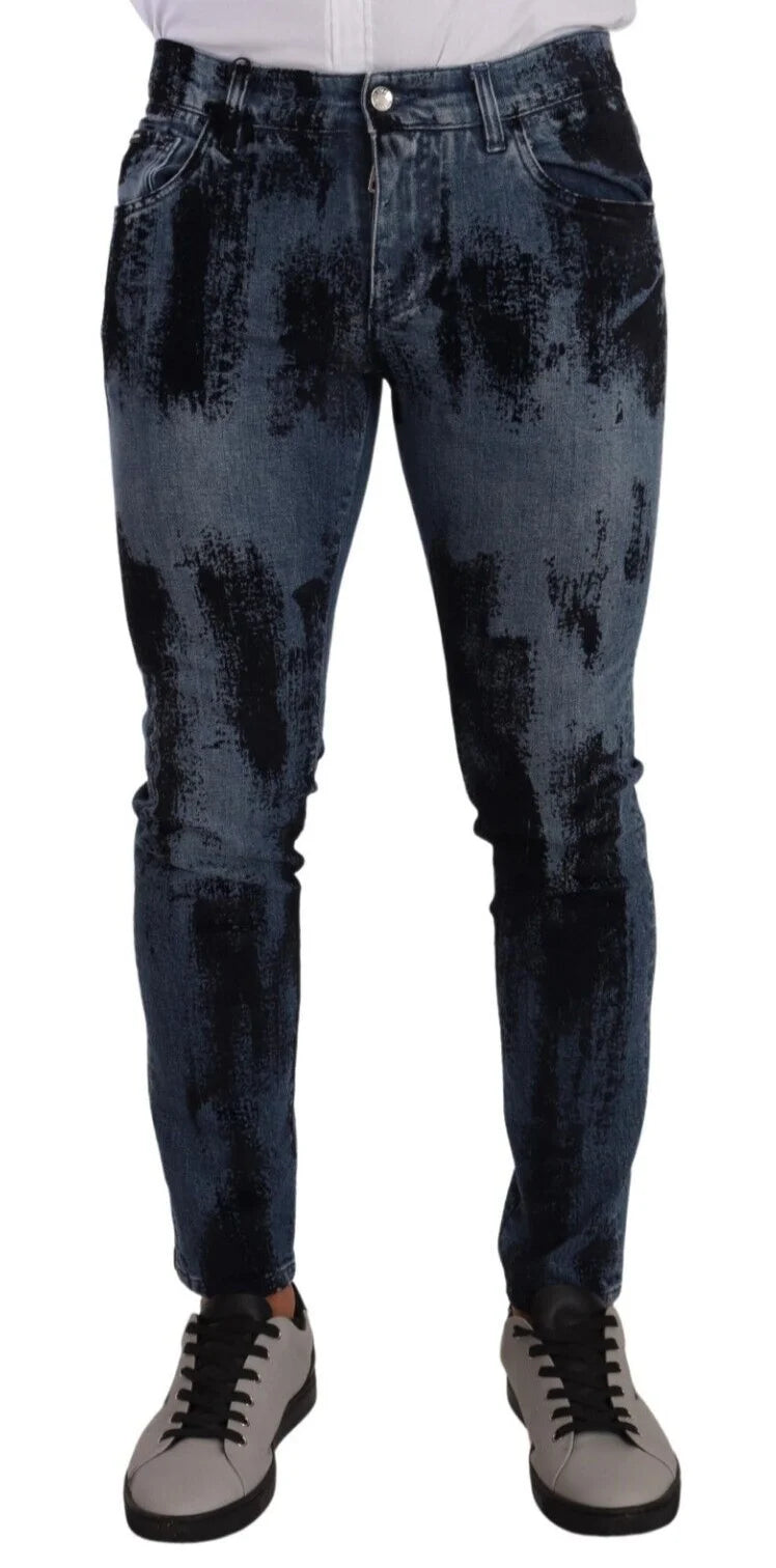 Dolce & Gabbana Blue Black Cotton Skinny Denim Jeans - IT48 | M - Jeans
