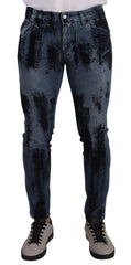 Dolce & Gabbana Blue Black Cotton Skinny Denim Jeans - IT48 | M - Jeans