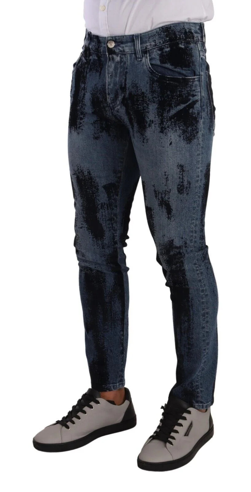 Dolce & Gabbana Blue Black Cotton Skinny Denim Jeans - IT48 | M - Jeans