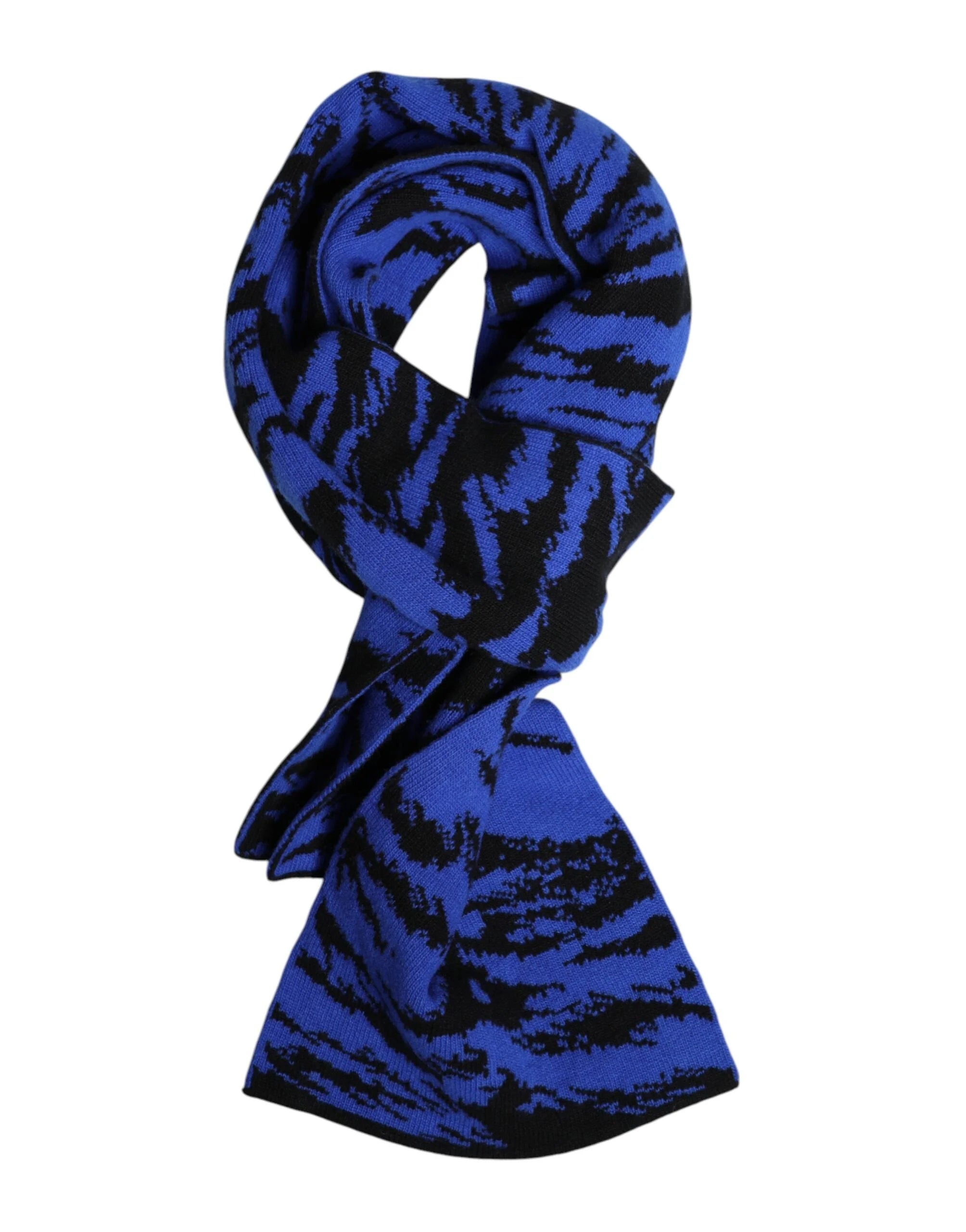 Dolce & Gabbana Blue Black Logo Neck Warmer Wrap Shawl Scarf - Scarves & Shawls