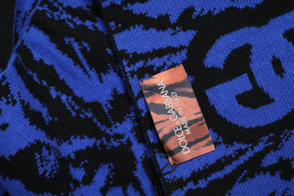 Dolce & Gabbana Blue Black Logo Neck Warmer Wrap Shawl Scarf - Scarves & Shawls