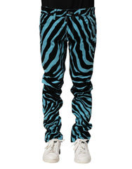 Dolce & Gabbana Blue Black Stripes Skinny Denim Jeans - IT48 | M