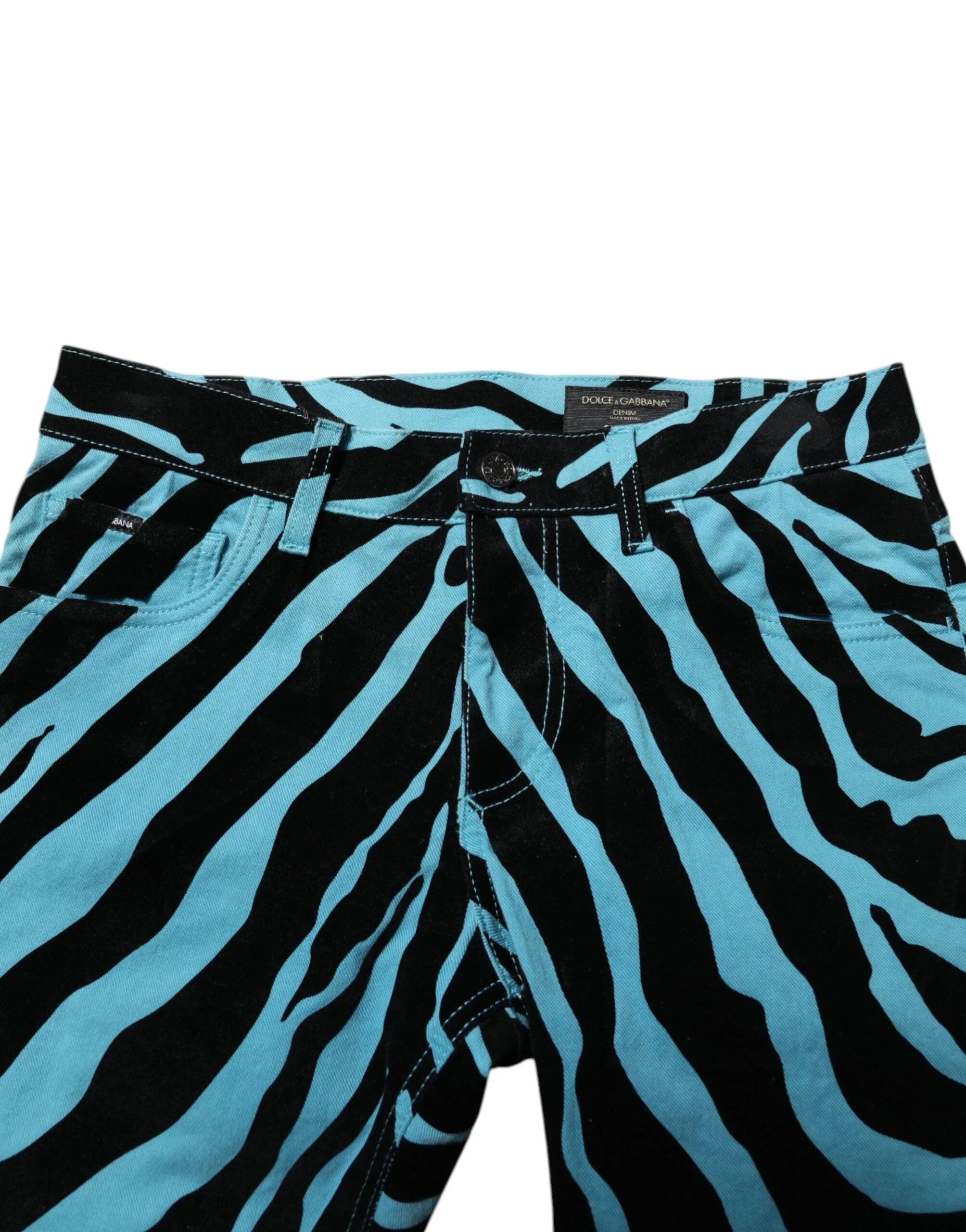 Dolce & Gabbana Blue Black Stripes Skinny Denim Jeans - IT48 | M - Jeans
