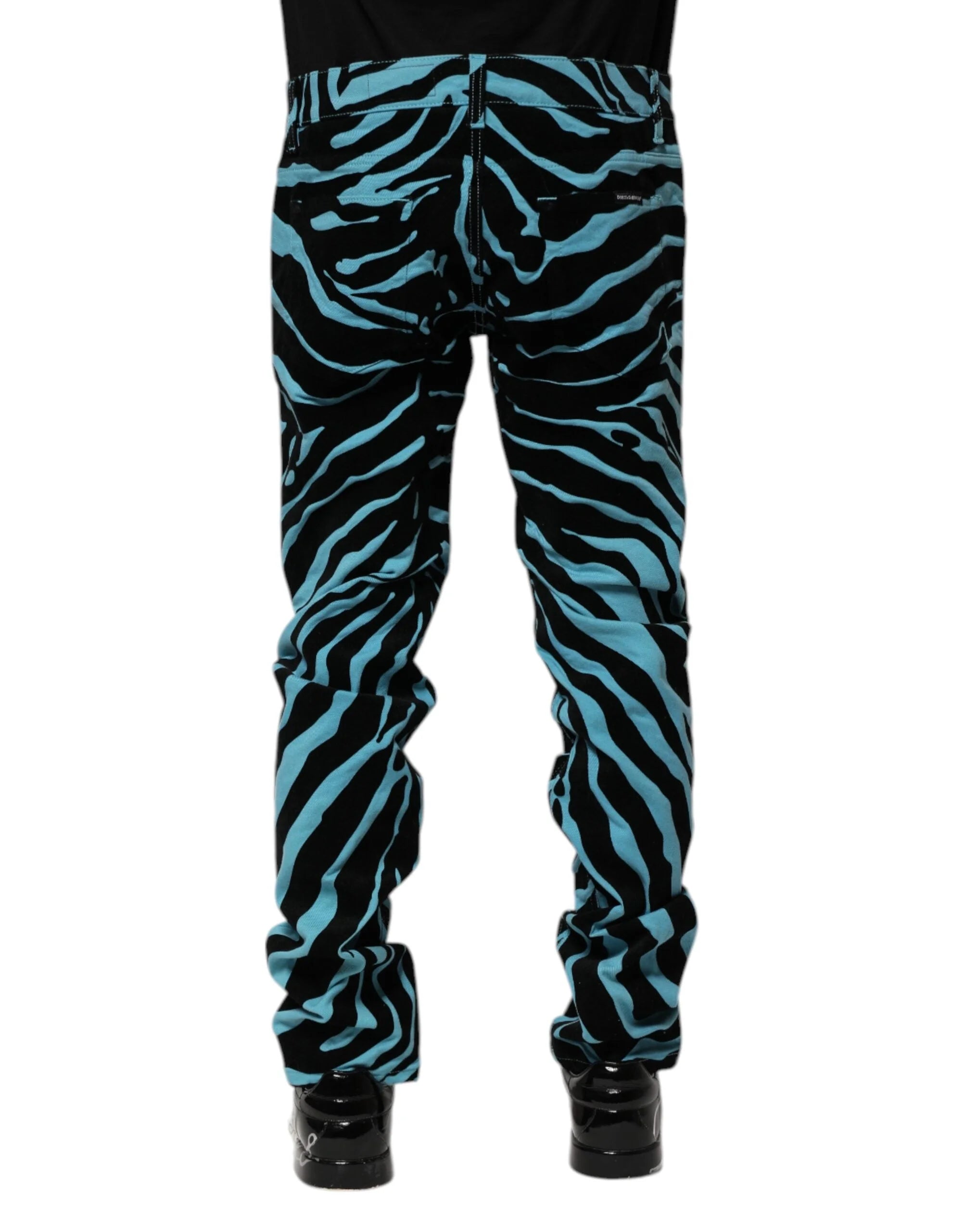 Dolce & Gabbana Blue Black Stripes Skinny Denim Jeans - IT48 | M