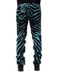 Dolce & Gabbana Blue Black Stripes Skinny Denim Jeans - IT48 | M
