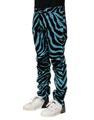 Dolce & Gabbana Blue Black Stripes Skinny Denim Jeans - IT48 | M