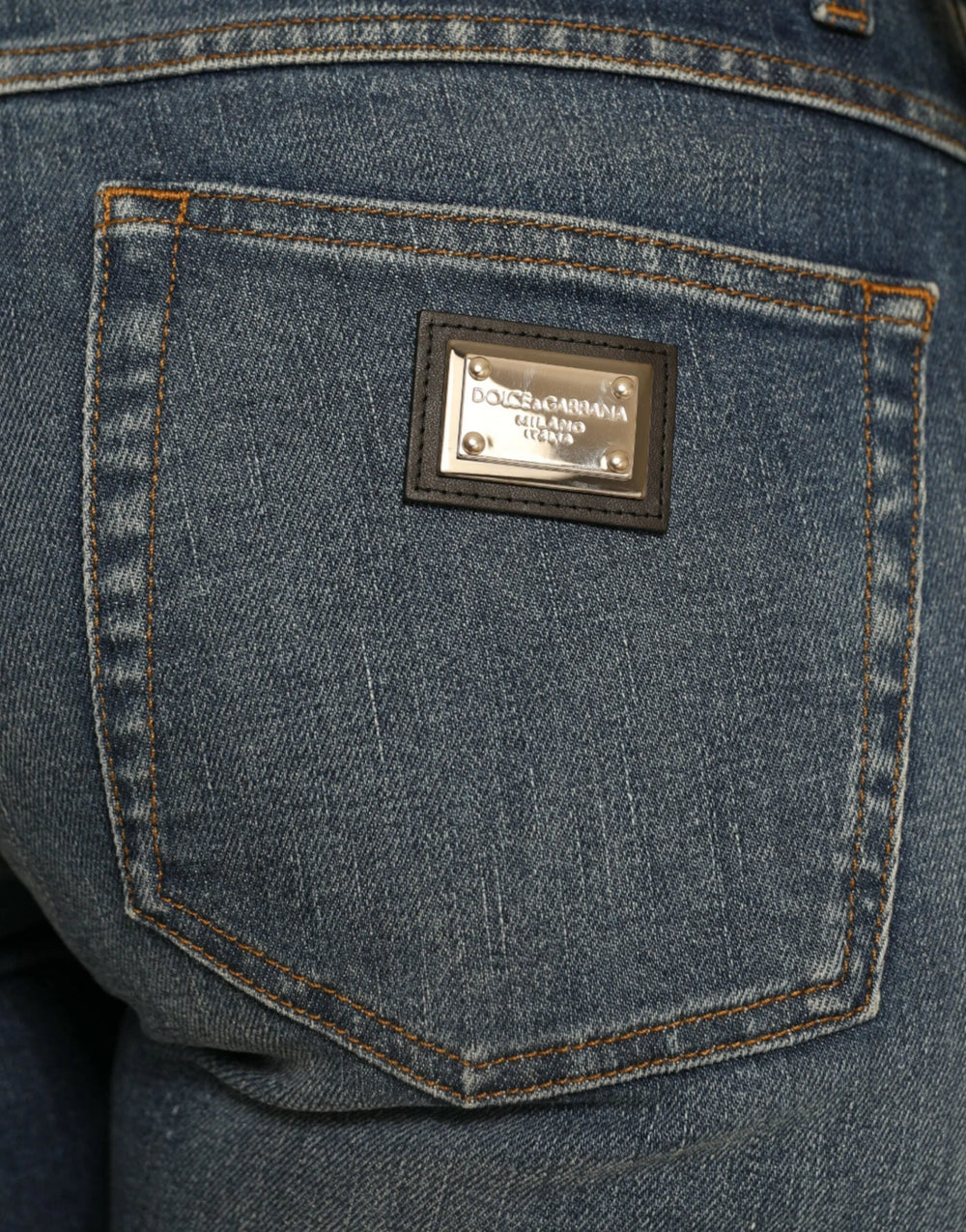 Dolce & Gabbana Blue BOYFRIEND Mid Waist Cotton Denim Jeans - IT40|S - Jeans