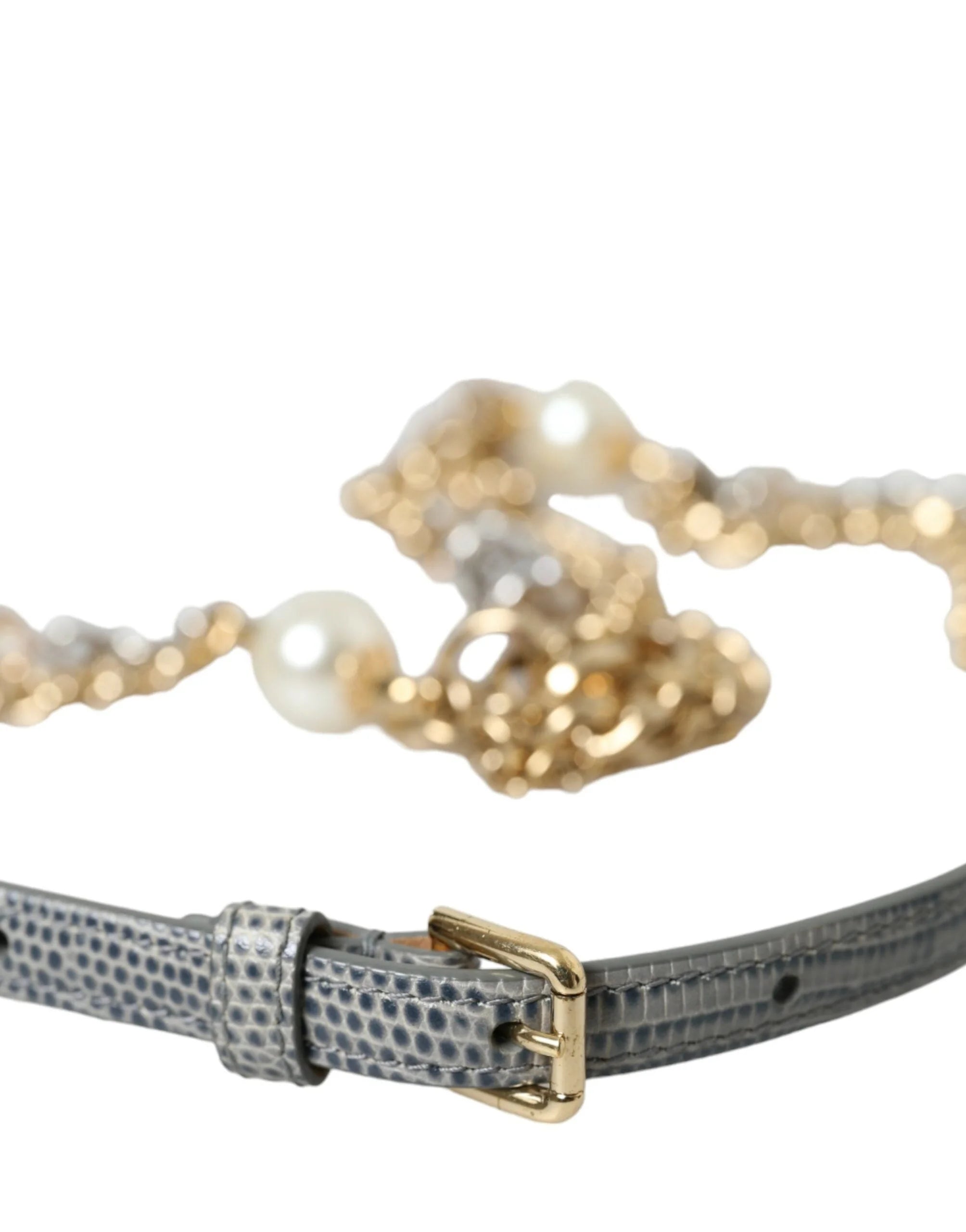 Dolce & Gabbana Blue Braided Gold Brass Chain Waist Belt - 75 cm / 29,5 Inches