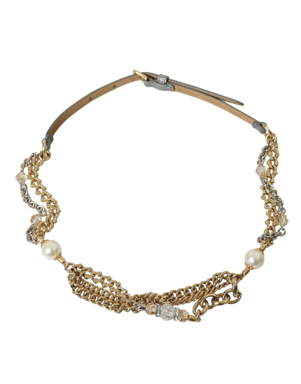 Dolce & Gabbana Blue Braided Gold Brass Chain Waist Belt - 75 cm / 29,5 Inches