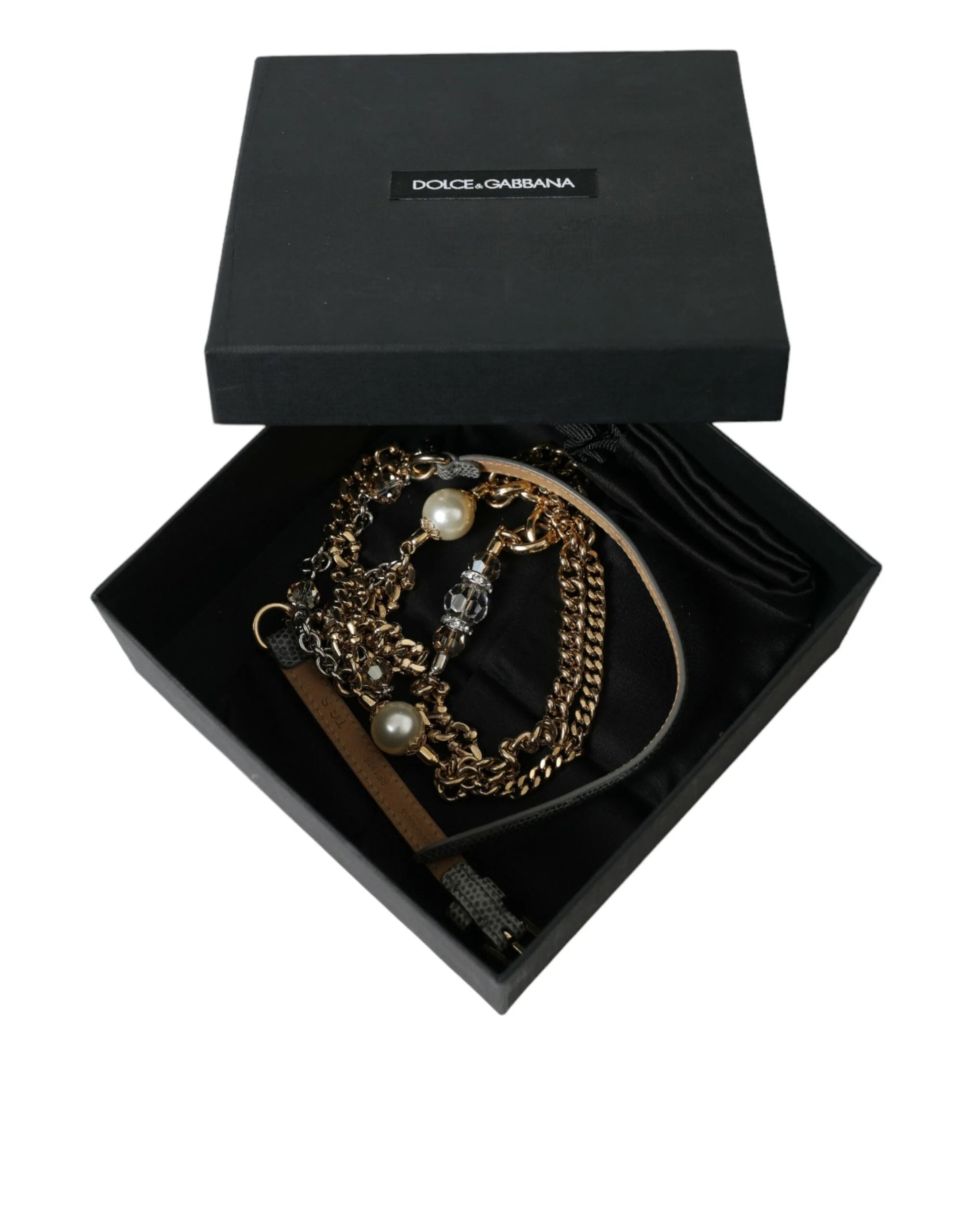 Dolce & Gabbana Blue Braided Gold Brass Chain Waist Belt - 75 cm / 29,5 Inches