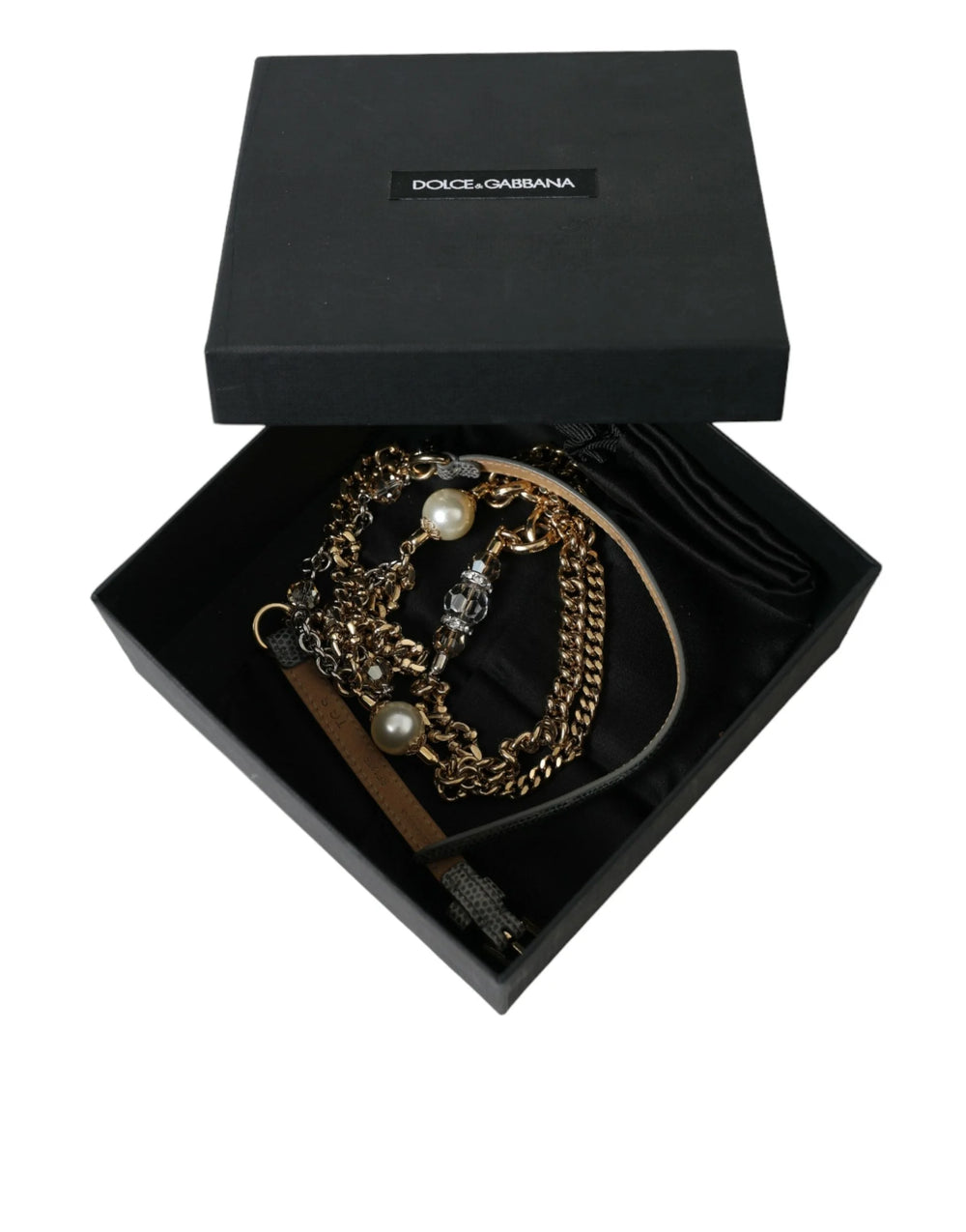 Dolce & Gabbana Blue Braided Gold Brass Chain Waist Belt - Belts