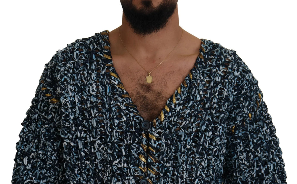 Dolce & Gabbana Blue Button Cardigan Fatto A Mano Sweater - Cardigans