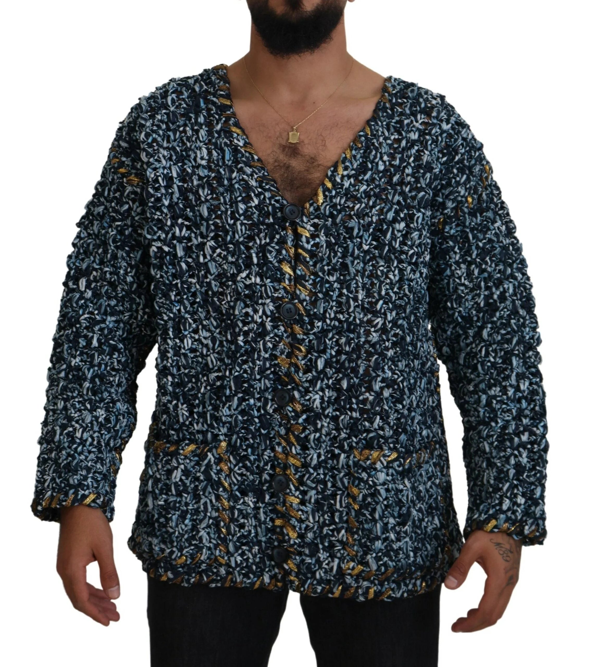Dolce & Gabbana Blue Button Cardigan Fatto A Mano Sweater - Cardigans
