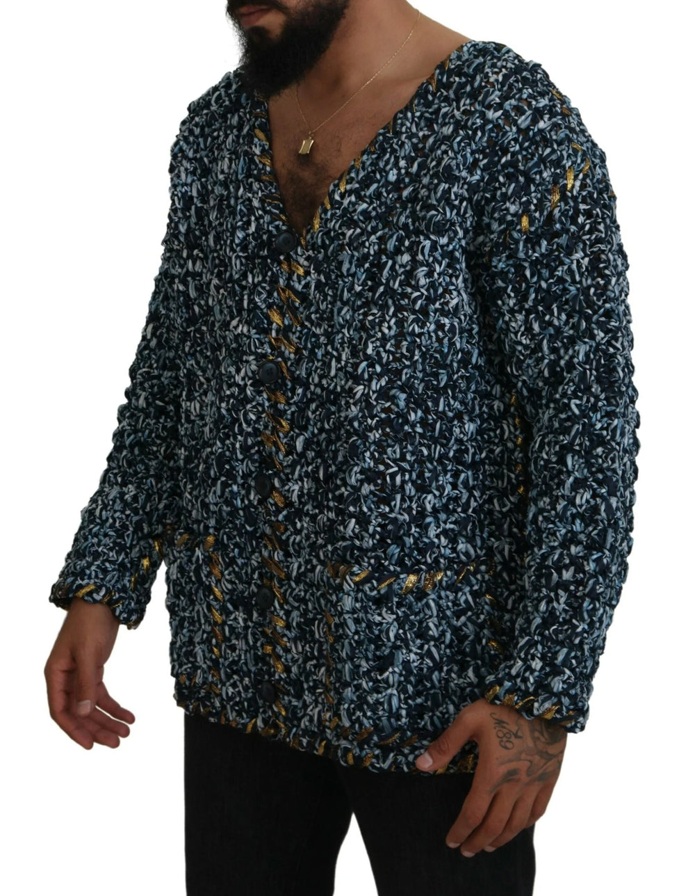 Dolce & Gabbana Blue Button Cardigan Fatto A Mano Sweater - Cardigans