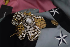 Dolce & Gabbana Blue Button Crystal Embellished Cotton Jacket - IT42|M - Coats & Jackets