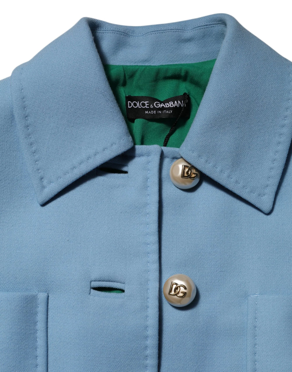 Dolce & Gabbana Blue Buttoned Down Trench Coat Jacket - Trench Coats