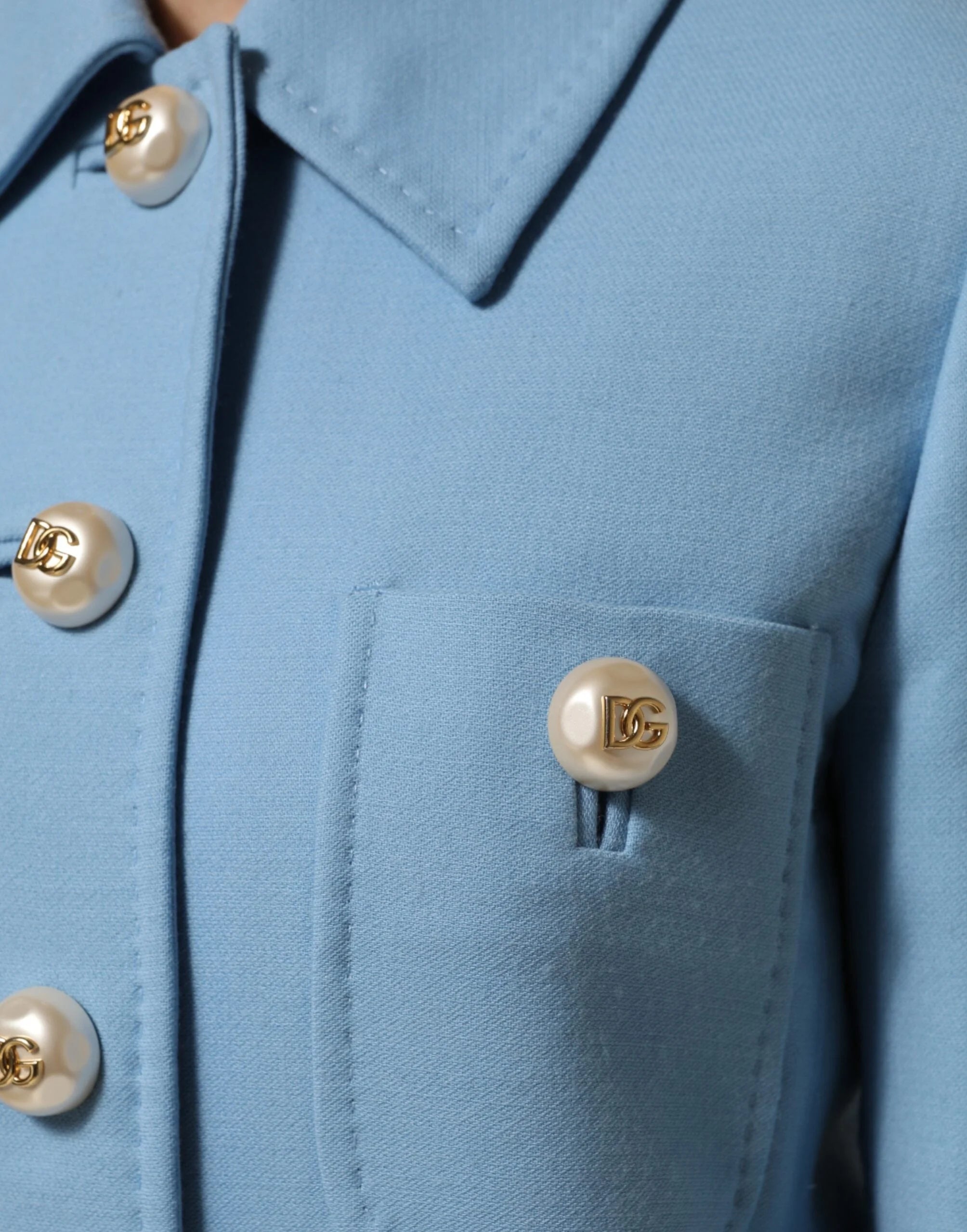 Dolce & Gabbana Blue Buttoned Down Trench Coat Jacket - Trench Coats