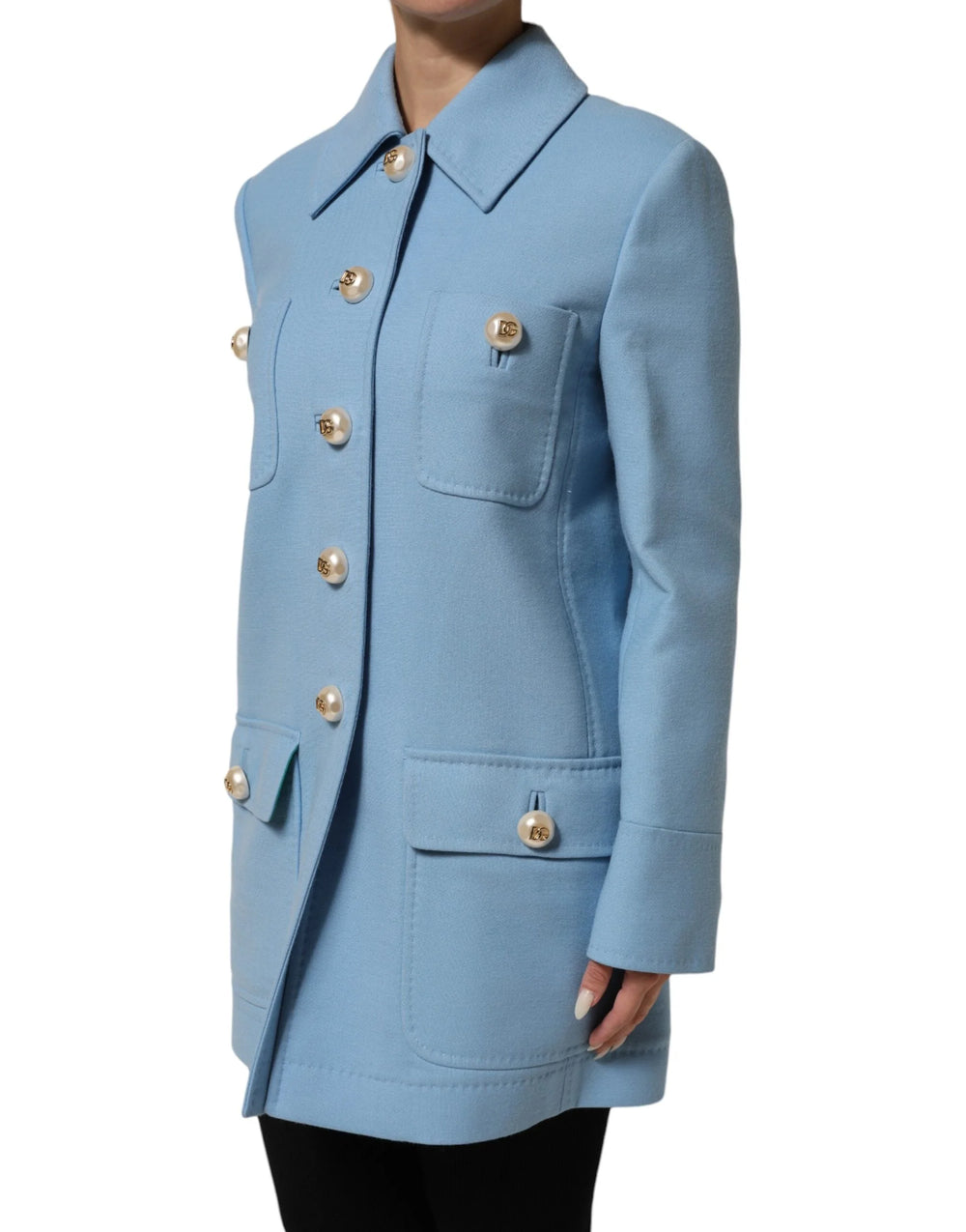 Dolce & Gabbana Blue Buttoned Down Trench Coat Jacket - Trench Coats