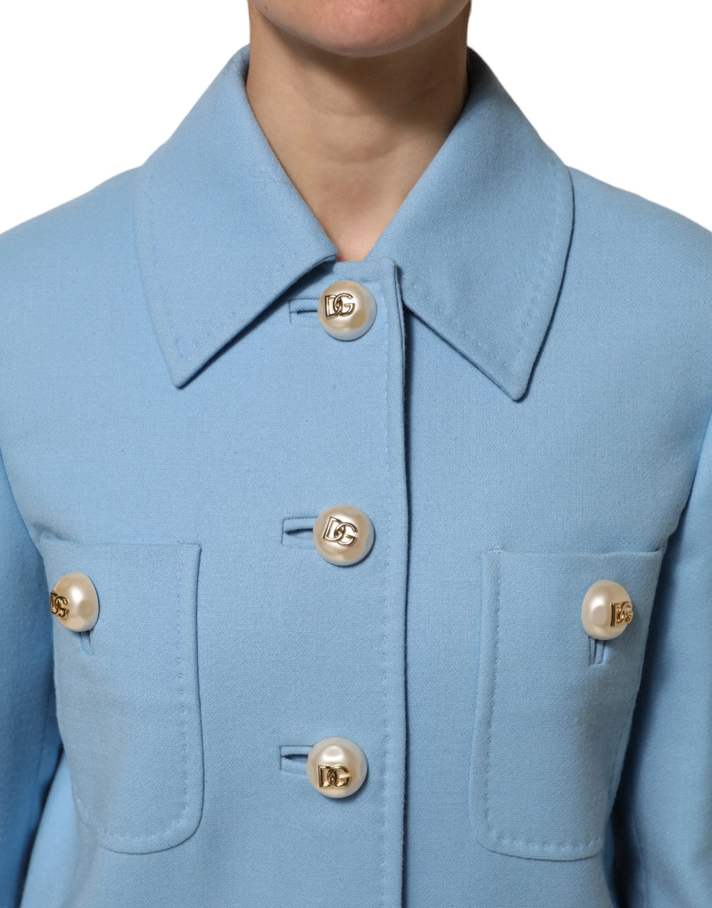 Dolce & Gabbana Blue Buttoned Down Trench Coat Jacket - Trench Coats