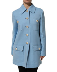 Dolce & Gabbana Blue Buttoned Down Trench Coat Jacket - Trench Coats