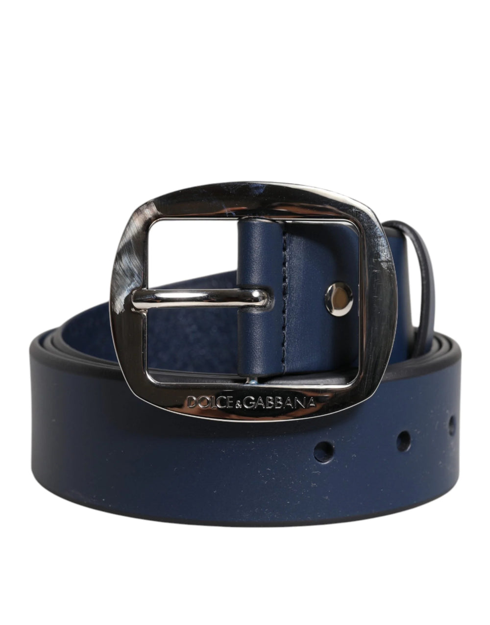 Dolce & Gabbana Blue Calf Leather Classic Metal Buckle Belt - 115 cm / 46 Inches - Belts